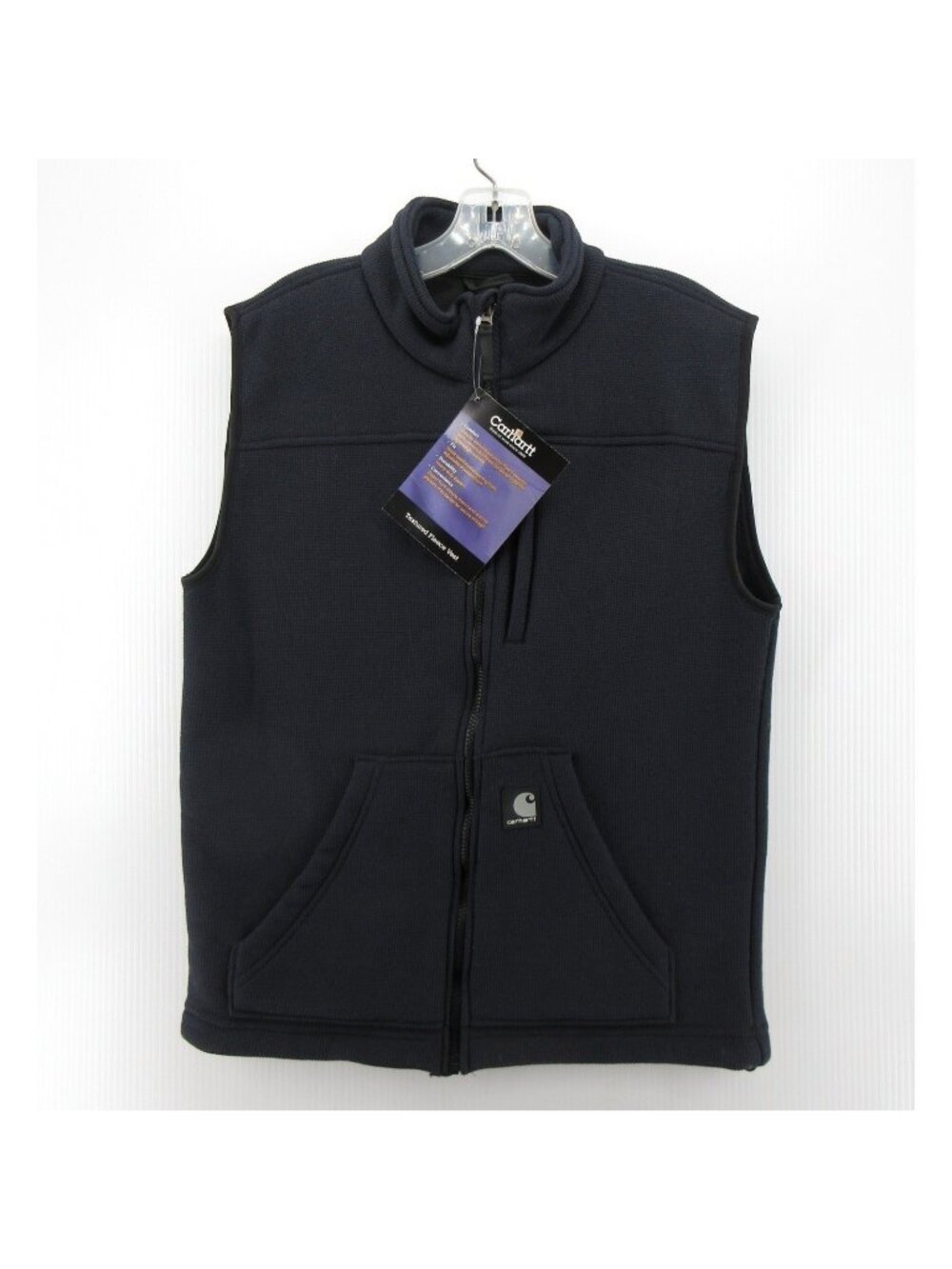Carhartt Vest Small Navy Textured Fleece Full Zip Workwear V28 NEW